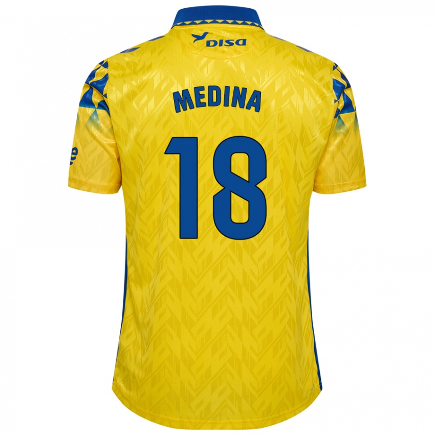 Donna Maglia Iván Medina #18 Giallo Blu Kit Gara Home 2024/25 Maglietta