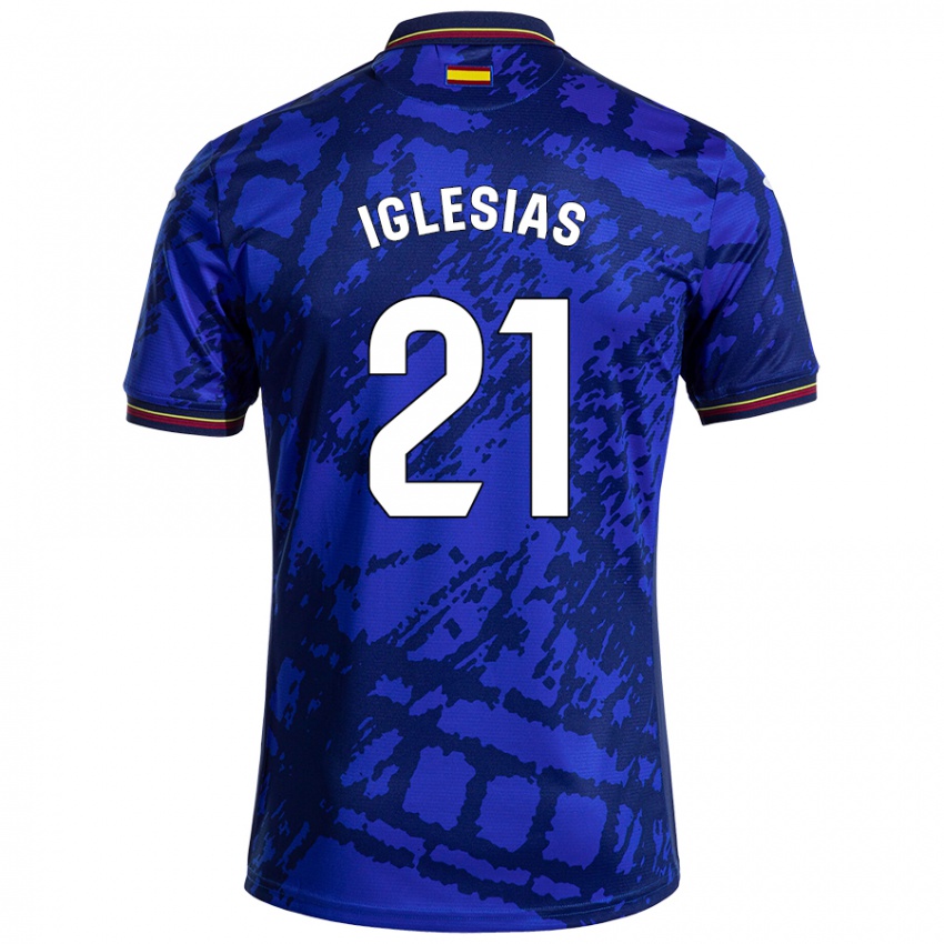 Donna Maglia Juan Iglesias #21 Blu Più Scuro Kit Gara Home 2024/25 Maglietta