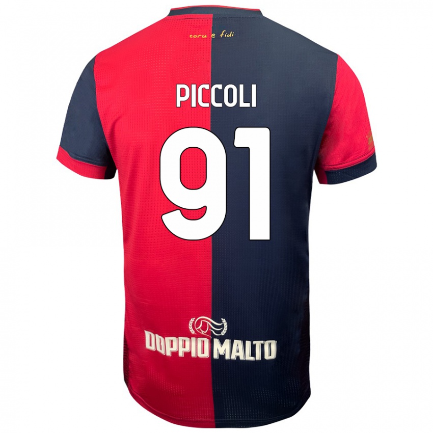 Donna Maglia Roberto Piccoli #91 Rosso Blu Più Scuro Kit Gara Home 2024/25 Maglietta