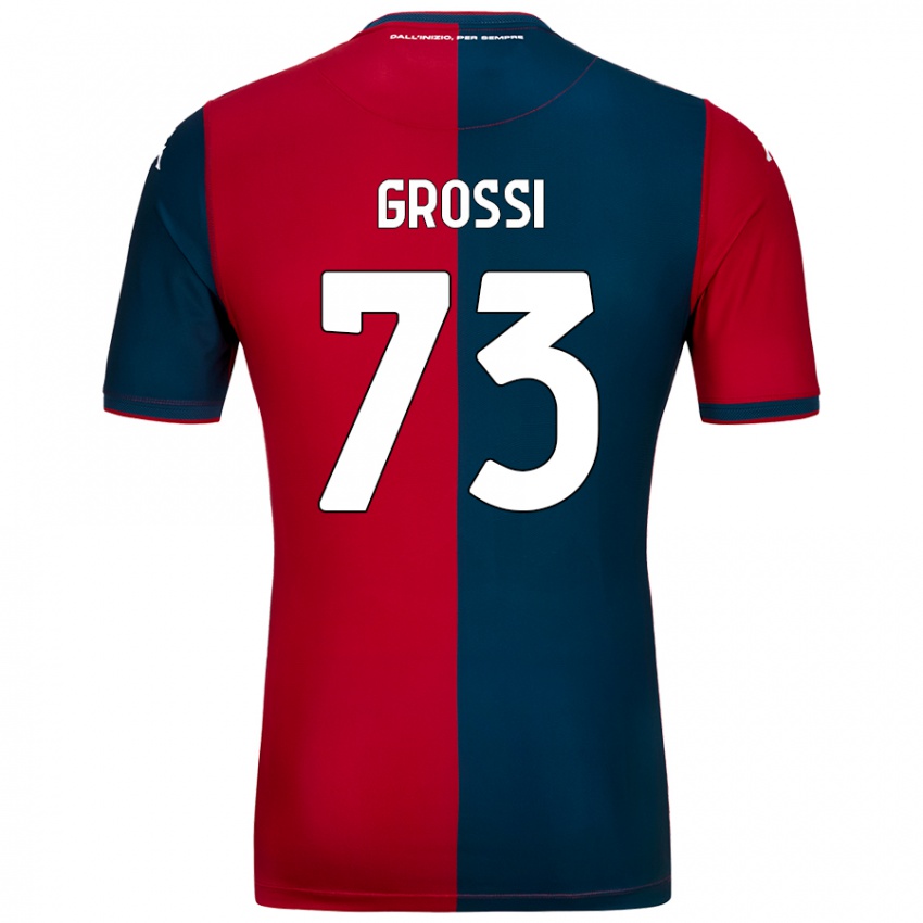 Donna Maglia Jacopo Grossi #73 Rosso Blu Scuro Kit Gara Home 2024/25 Maglietta