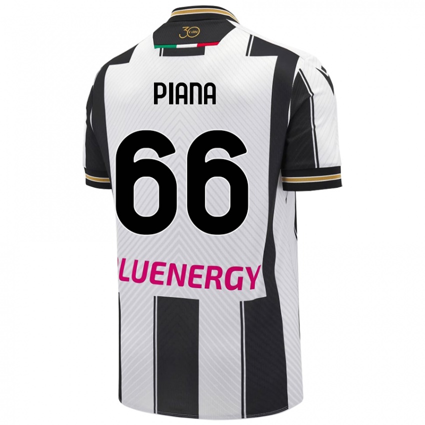 Donna Maglia Edoardo Piana #66 Bianco Nero Kit Gara Home 2024/25 Maglietta