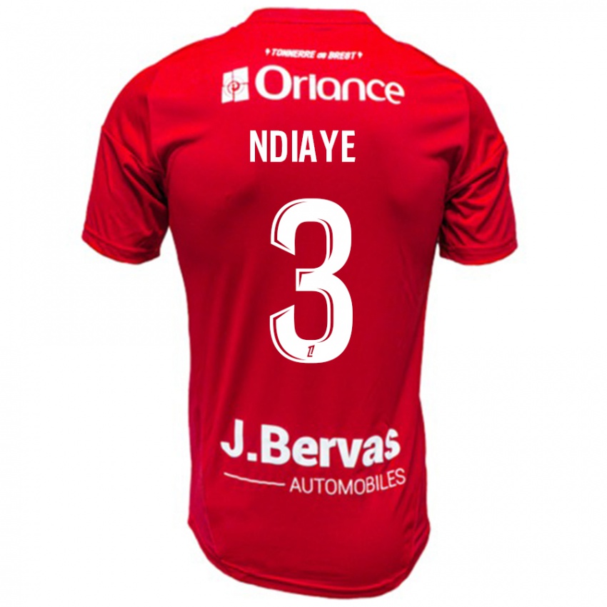 Donna Maglia Abdoulaye Ndiaye #3 Rosso Bianco Kit Gara Home 2024/25 Maglietta