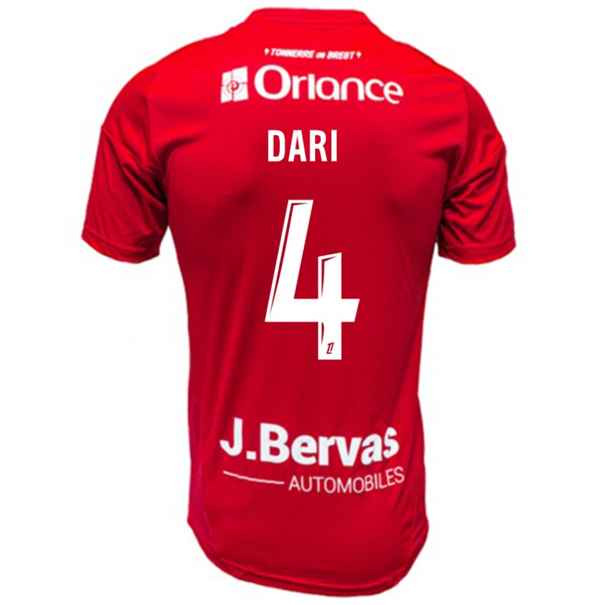 Donna Maglia Achraf Dari #4 Rosso Bianco Kit Gara Home 2024/25 Maglietta