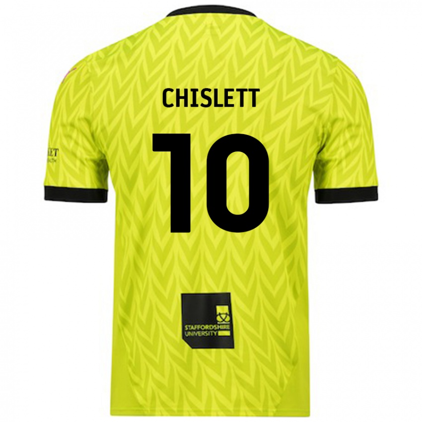 Donna Maglia Ethan Chislett #10 Verde Fluorescente Kit Gara Away 2024/25 Maglietta