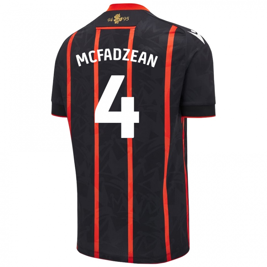 Donna Maglia Kyle Mcfadzean #4 Nero Rosso Kit Gara Away 2024/25 Maglietta