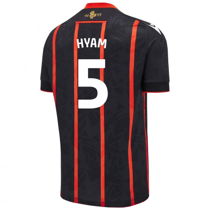 Donna Maglia Dominic Hyam #5 Nero Rosso Kit Gara Away 2024/25 Maglietta