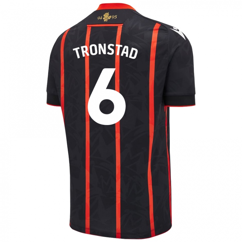 Donna Maglia Sondre Tronstad #6 Nero Rosso Kit Gara Away 2024/25 Maglietta