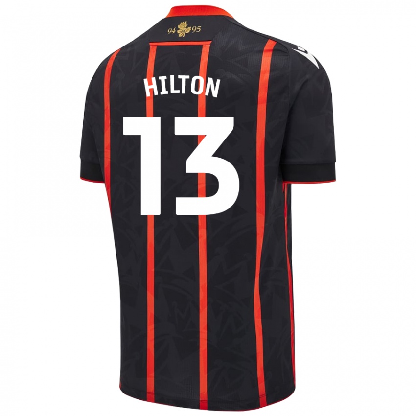 Donna Maglia Joe Hilton #13 Nero Rosso Kit Gara Away 2024/25 Maglietta