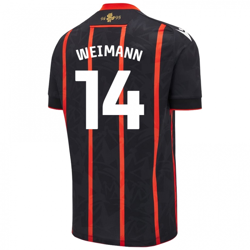 Donna Maglia Andreas Weimann #14 Nero Rosso Kit Gara Away 2024/25 Maglietta