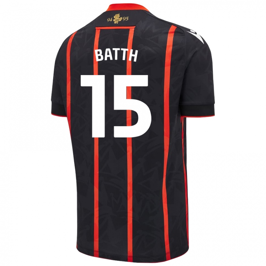 Donna Maglia Danny Batth #15 Nero Rosso Kit Gara Away 2024/25 Maglietta