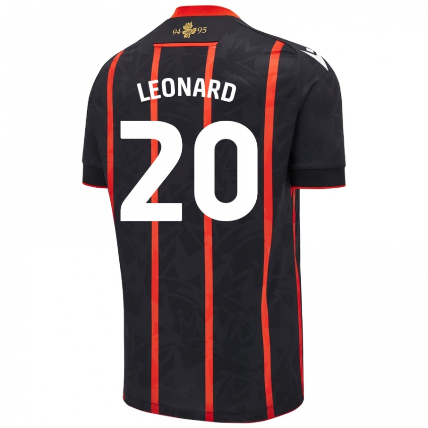 Donna Maglia Harry Leonard #20 Nero Rosso Kit Gara Away 2024/25 Maglietta