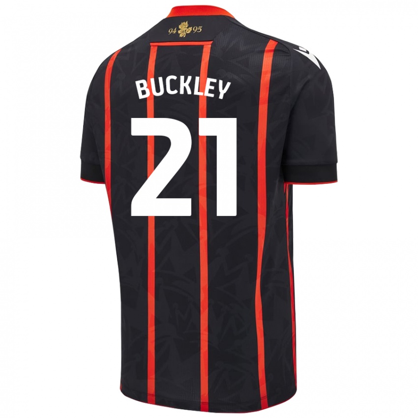 Donna Maglia John Buckley #21 Nero Rosso Kit Gara Away 2024/25 Maglietta