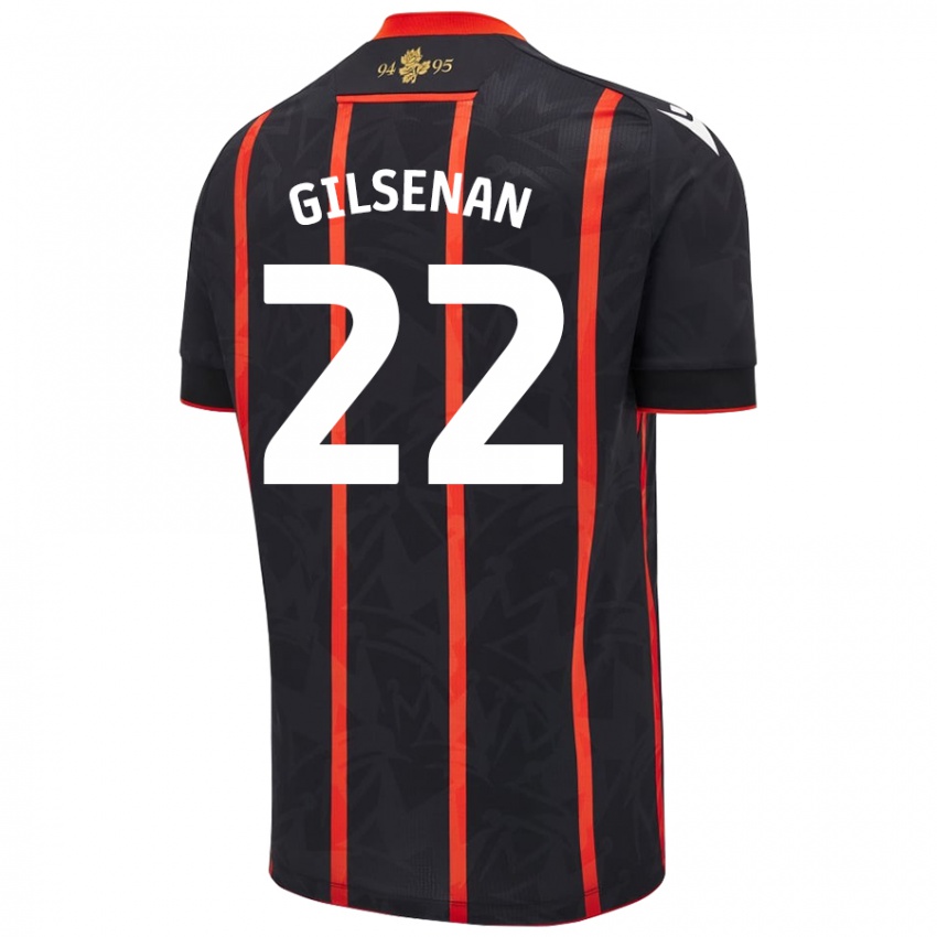 Donna Maglia Zak Gilsenan #22 Nero Rosso Kit Gara Away 2024/25 Maglietta