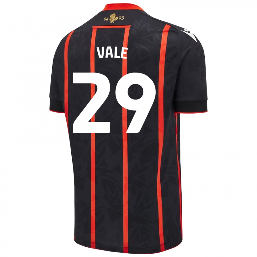 Donna Maglia Jack Vale #29 Nero Rosso Kit Gara Away 2024/25 Maglietta