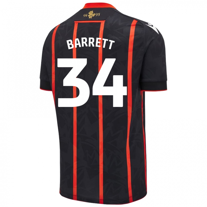 Donna Maglia Jack Barrett #34 Nero Rosso Kit Gara Away 2024/25 Maglietta