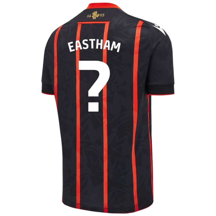 Donna Maglia Jordan Eastham #0 Nero Rosso Kit Gara Away 2024/25 Maglietta