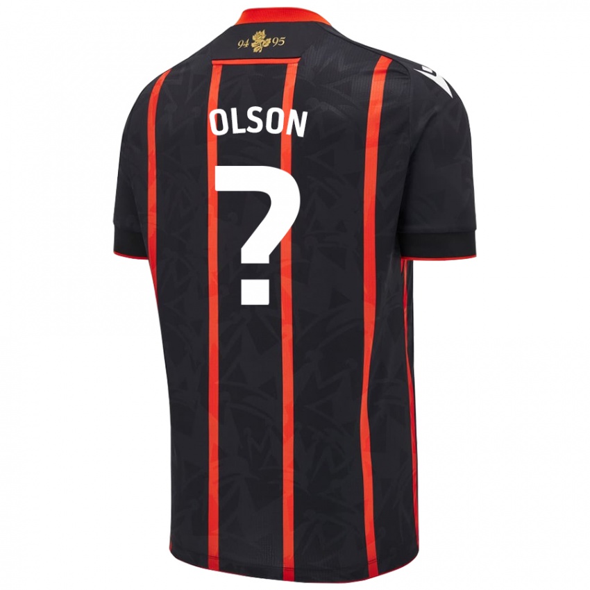 Donna Maglia Charlie Olson #0 Nero Rosso Kit Gara Away 2024/25 Maglietta