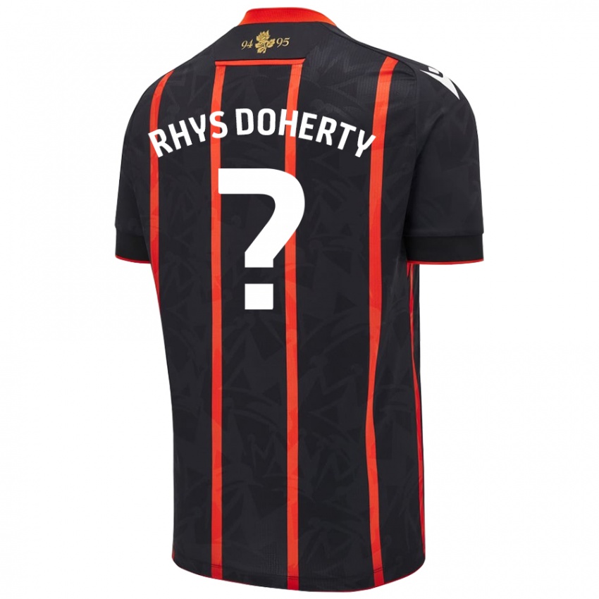 Donna Maglia Rhys Doherty #0 Nero Rosso Kit Gara Away 2024/25 Maglietta