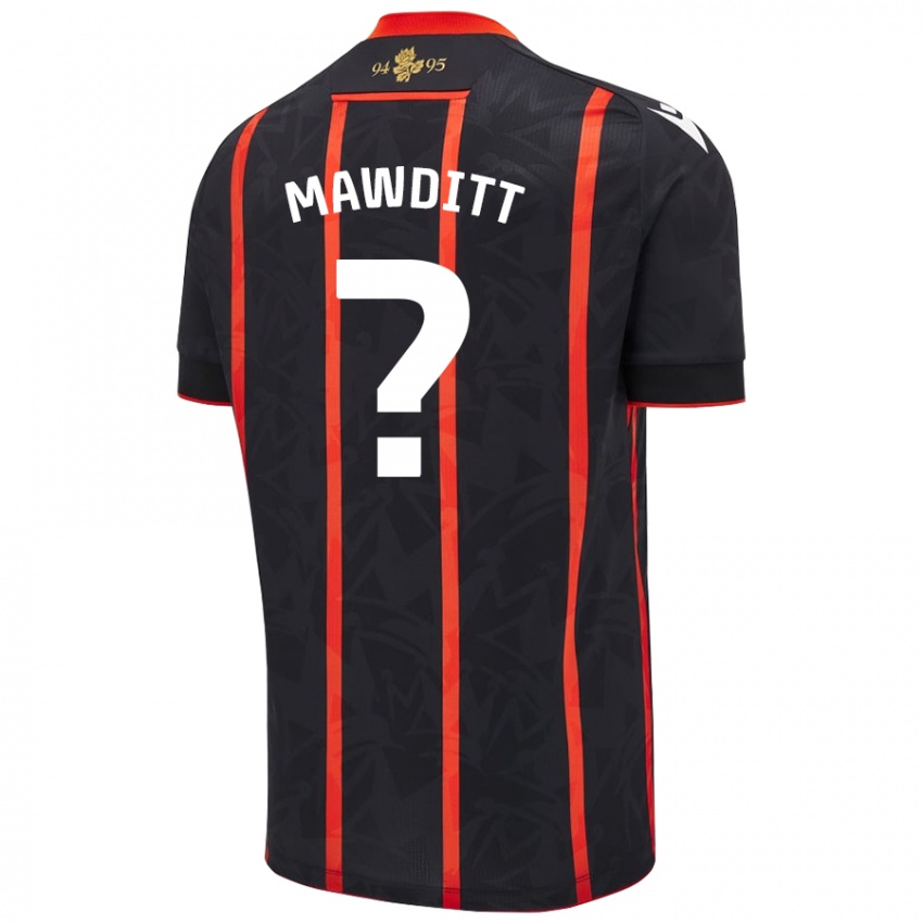 Donna Maglia Jack Mawditt #0 Nero Rosso Kit Gara Away 2024/25 Maglietta