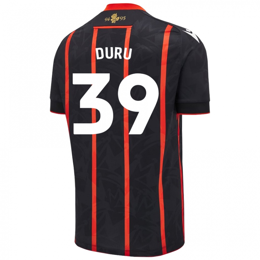 Donna Maglia Leo Duru #39 Nero Rosso Kit Gara Away 2024/25 Maglietta