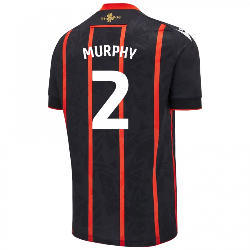 Donna Maglia Niamh Murphy #2 Nero Rosso Kit Gara Away 2024/25 Maglietta