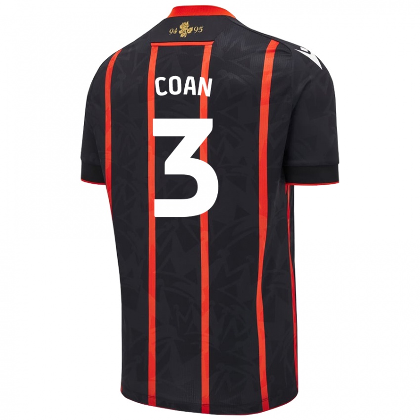 Donna Maglia Hannah Coan #3 Nero Rosso Kit Gara Away 2024/25 Maglietta