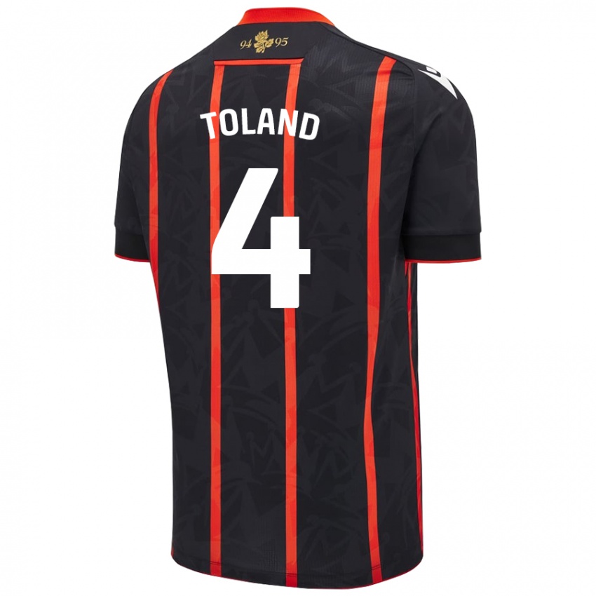 Donna Maglia Tyler Toland #4 Nero Rosso Kit Gara Away 2024/25 Maglietta