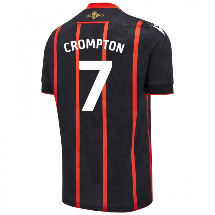 Donna Maglia Farah Crompton #7 Nero Rosso Kit Gara Away 2024/25 Maglietta