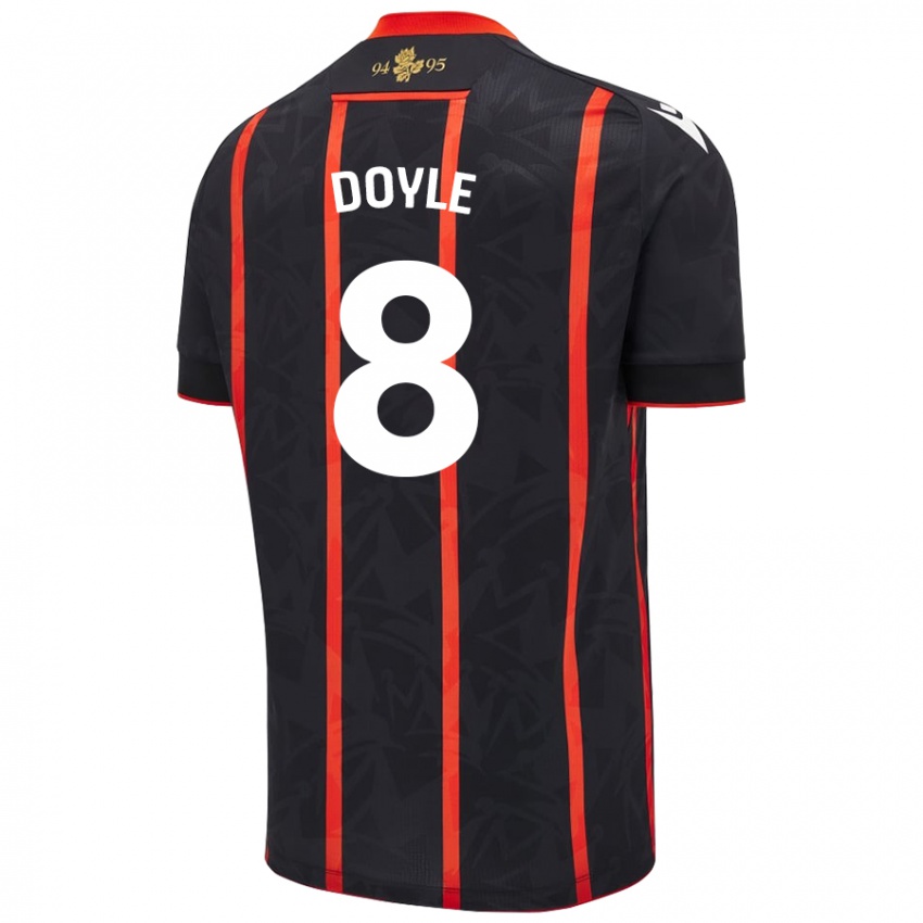 Donna Maglia Emma Doyle #8 Nero Rosso Kit Gara Away 2024/25 Maglietta