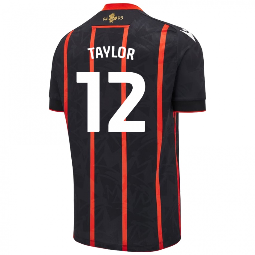 Donna Maglia Emma Taylor #12 Nero Rosso Kit Gara Away 2024/25 Maglietta