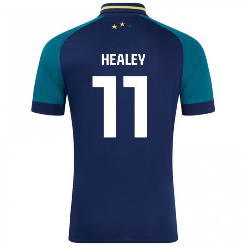 Donna Maglia Rhys Healey #11 Blu Navy Verde Scuro Kit Gara Away 2024/25 Maglietta