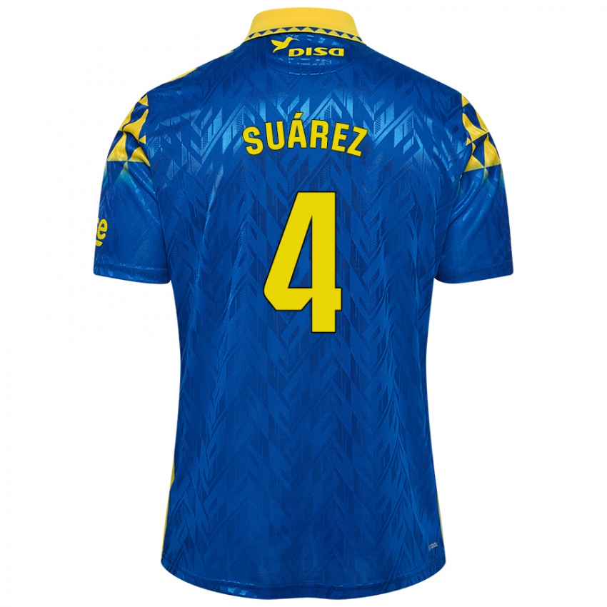 Donna Maglia Alex Suárez #4 Blu Giallo Kit Gara Away 2024/25 Maglietta