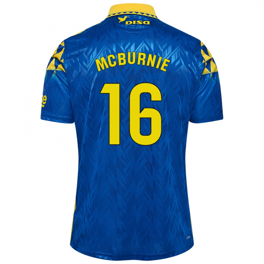 Donna Maglia Oli Mcburnie #16 Blu Giallo Kit Gara Away 2024/25 Maglietta