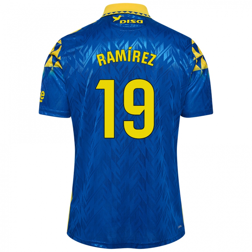 Donna Maglia Sandro Ramírez #19 Blu Giallo Kit Gara Away 2024/25 Maglietta