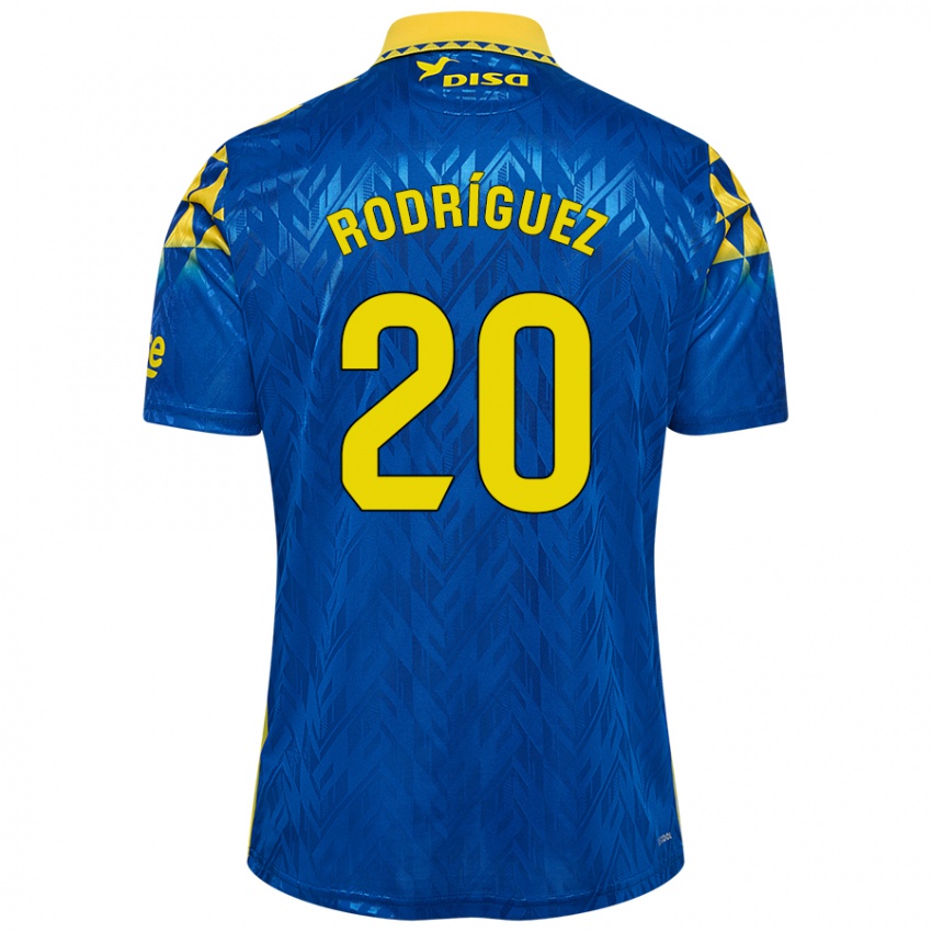 Donna Maglia Kirian Rodríguez #20 Blu Giallo Kit Gara Away 2024/25 Maglietta