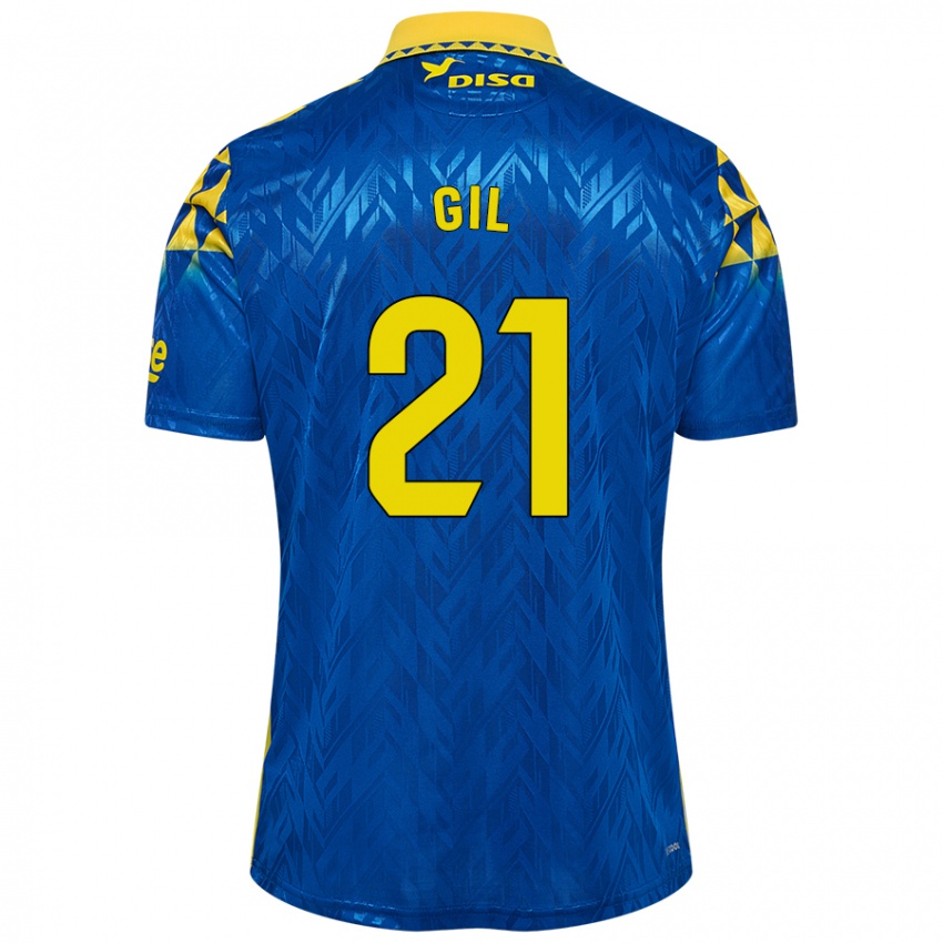 Donna Maglia Iván Gil #21 Blu Giallo Kit Gara Away 2024/25 Maglietta