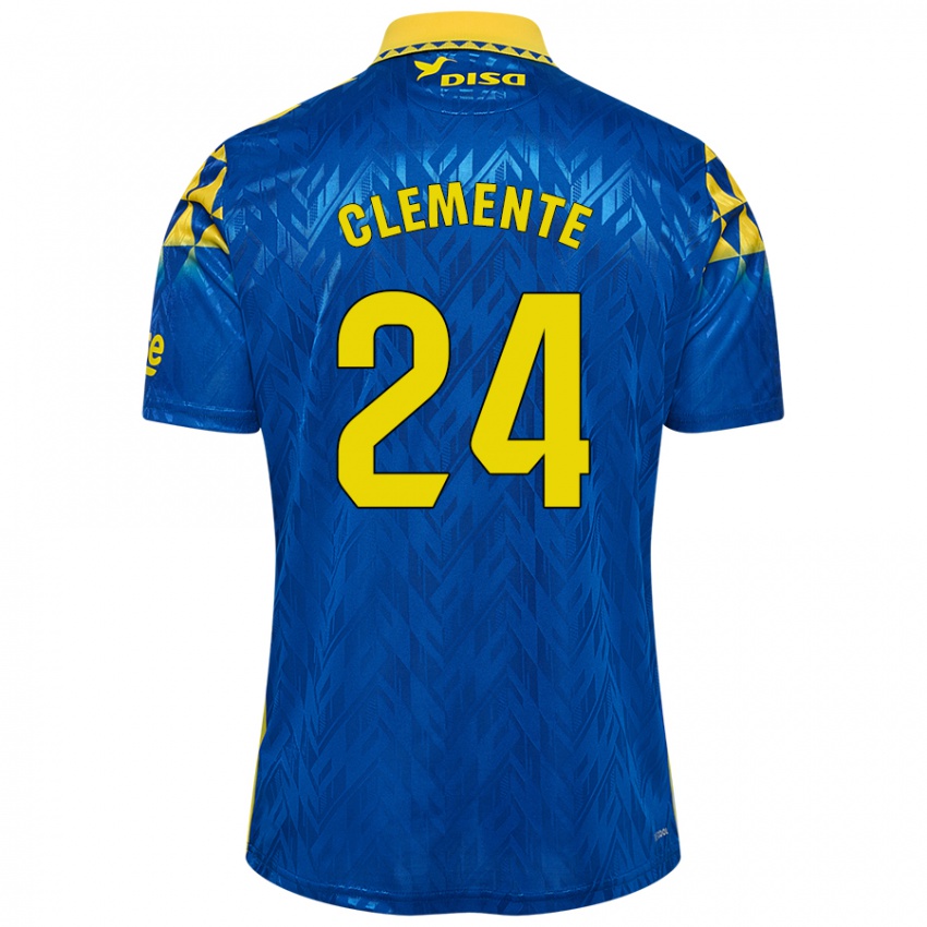 Donna Maglia Enrique Clemente #24 Blu Giallo Kit Gara Away 2024/25 Maglietta