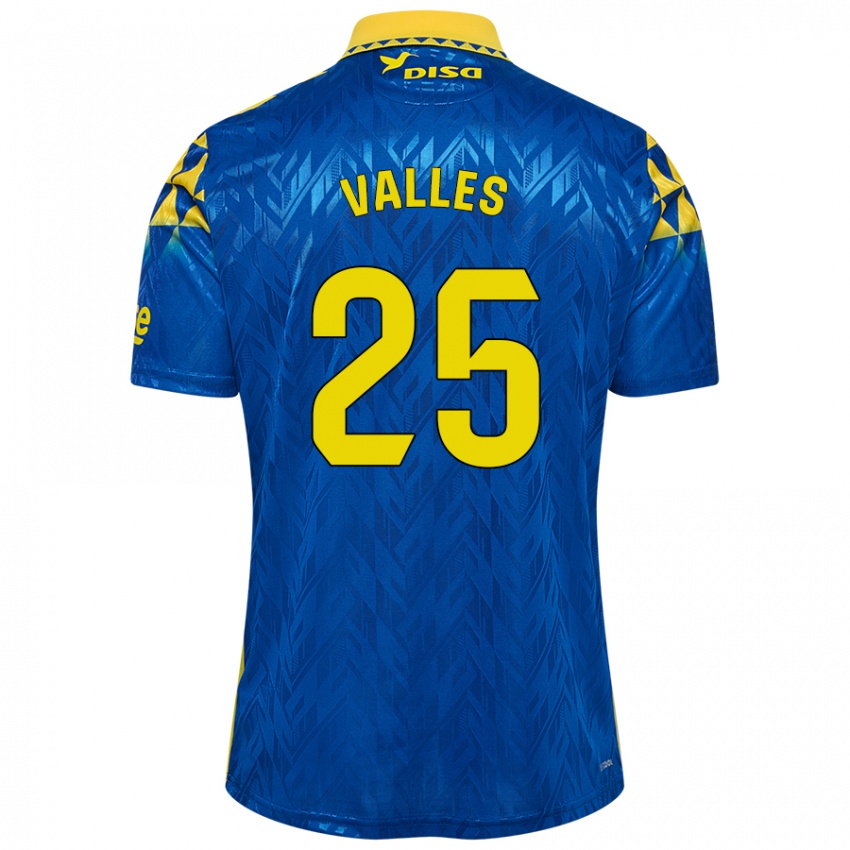 Donna Maglia Álvaro Valles #25 Blu Giallo Kit Gara Away 2024/25 Maglietta