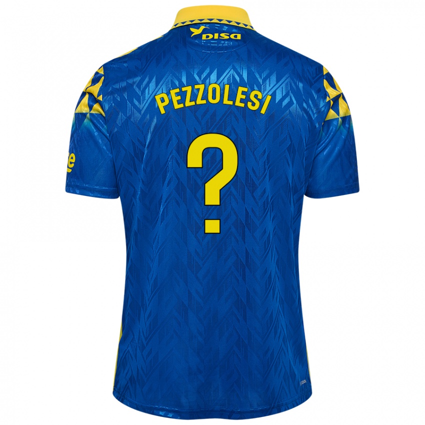 Donna Maglia Valentín Pezzolesi #0 Blu Giallo Kit Gara Away 2024/25 Maglietta