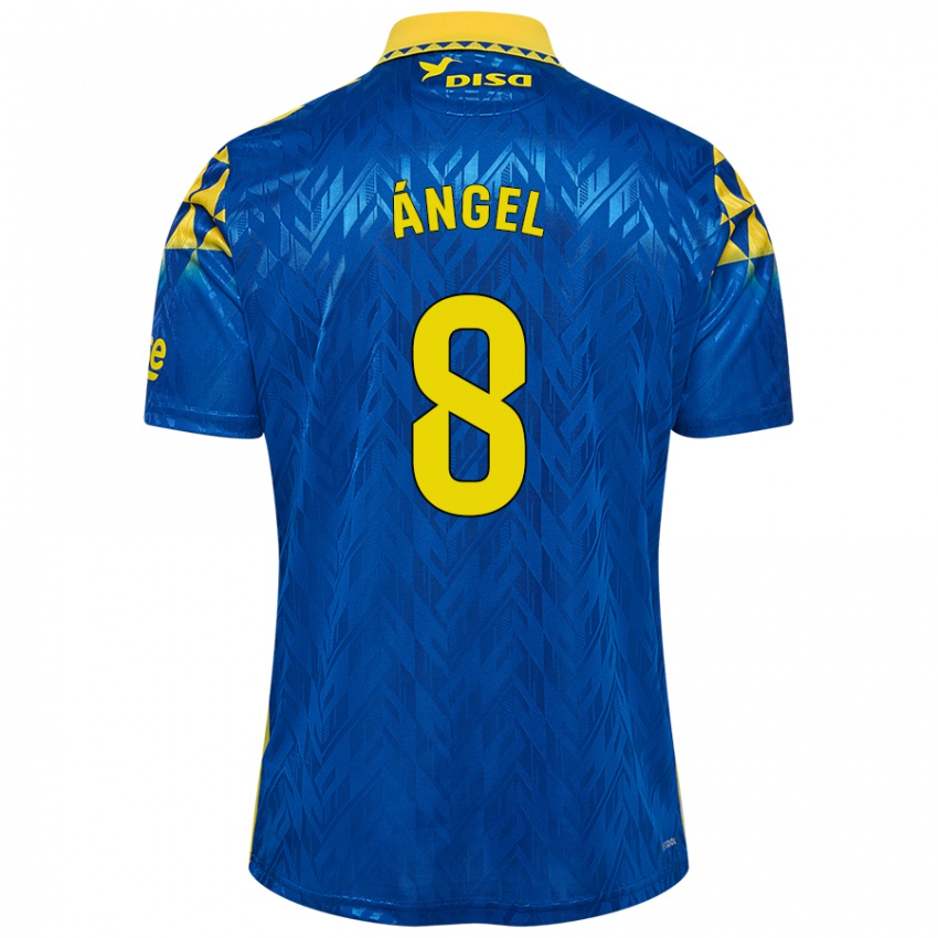 Donna Maglia José Ángel #8 Blu Giallo Kit Gara Away 2024/25 Maglietta