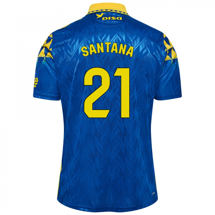 Donna Maglia Yadam Santana #21 Blu Giallo Kit Gara Away 2024/25 Maglietta