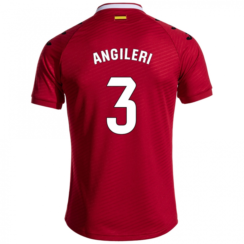 Donna Maglia Fabrizio Angileri #3 Rosso Scuro Kit Gara Away 2024/25 Maglietta