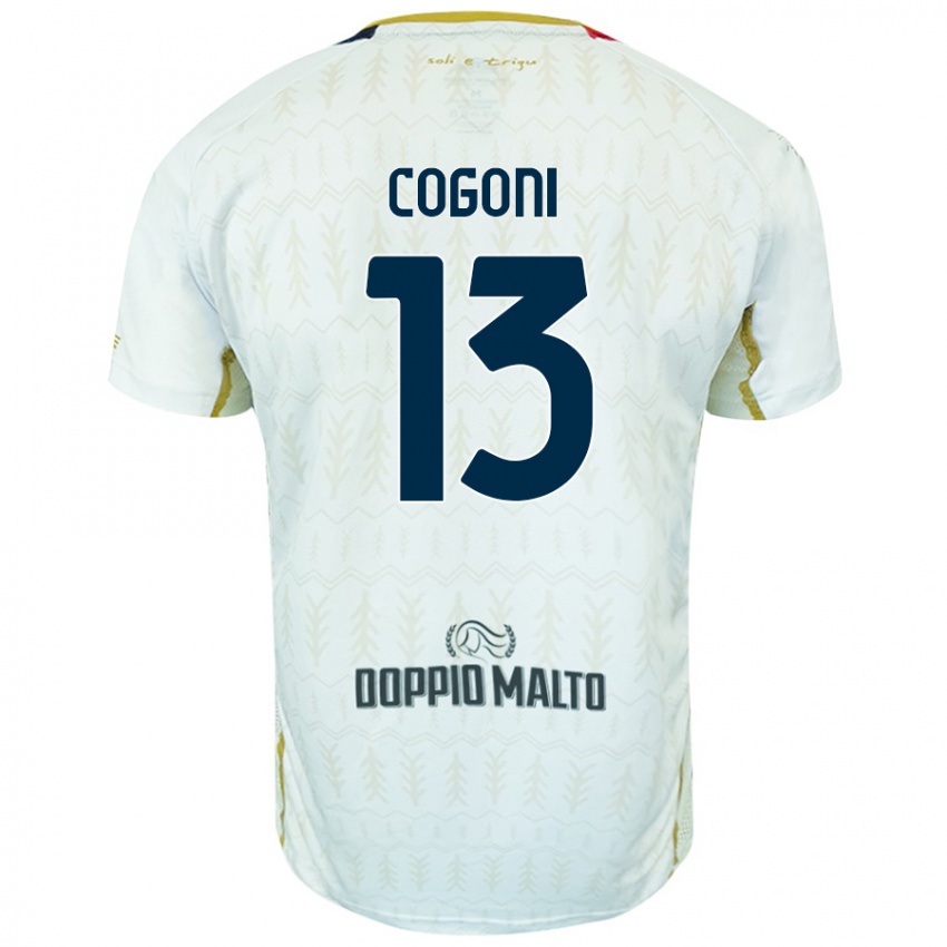 Donna Maglia Andrea Cogoni #13 Bianco Kit Gara Away 2024/25 Maglietta