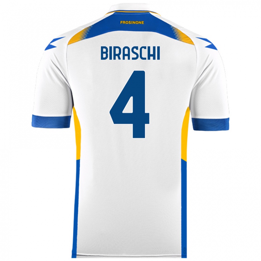 Donna Maglia Davide Biraschi #4 Bianco Kit Gara Away 2024/25 Maglietta