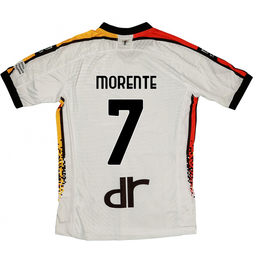 Donna Maglia Tete Morente #7 Bianco Nero Kit Gara Away 2024/25 Maglietta