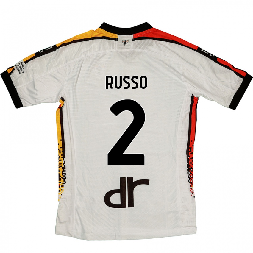 Donna Maglia Luca Russo #2 Bianco Nero Kit Gara Away 2024/25 Maglietta