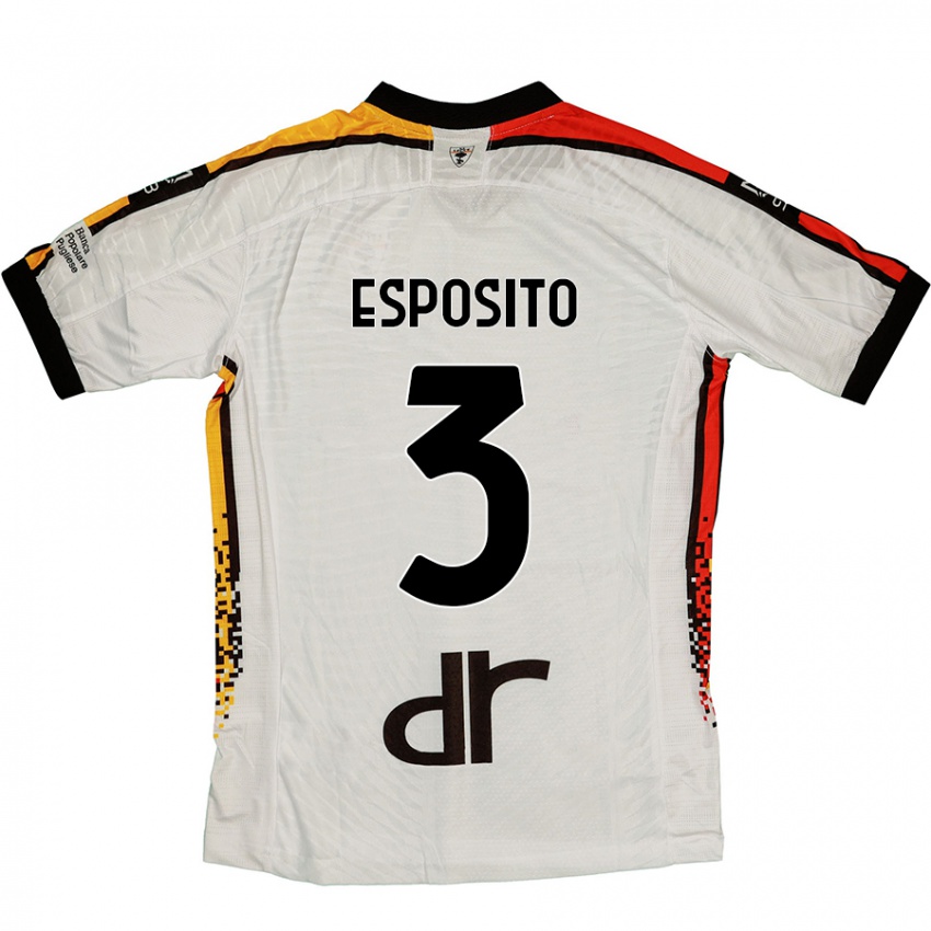 Donna Maglia Sebastian Esposito #3 Bianco Nero Kit Gara Away 2024/25 Maglietta