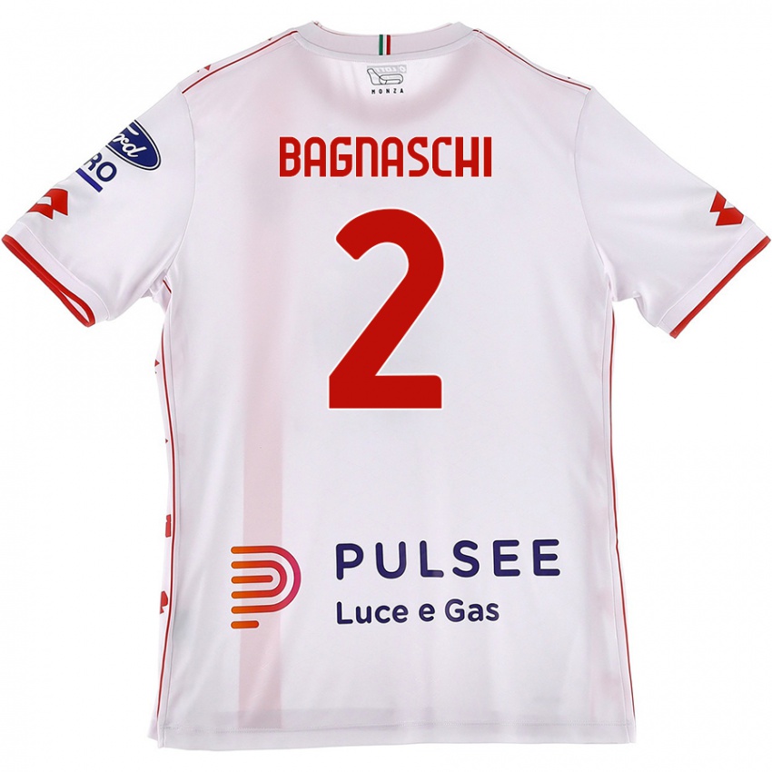 Donna Maglia Alessandro Bagnaschi #2 Bianco Rosso Kit Gara Away 2024/25 Maglietta