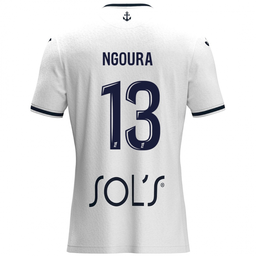 Donna Maglia Steve Ngoura #13 Bianco Blu Scuro Kit Gara Away 2024/25 Maglietta