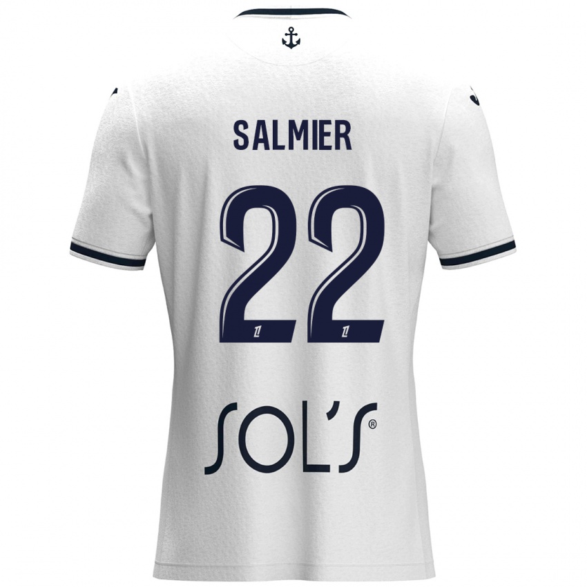 Donna Maglia Yoann Salmier #22 Bianco Blu Scuro Kit Gara Away 2024/25 Maglietta